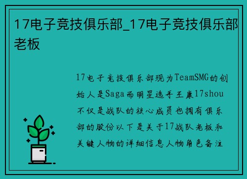 17电子竞技俱乐部_17电子竞技俱乐部老板